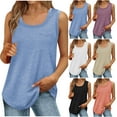 thumbnail image 1 of Fanxing Comfy Tank Tops for Women Summer Loose Fit Sleeveless T Shirts Solid Color Pocket Camisoles Purple,M, 1 of 7
