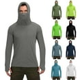 thumbnail image 1 of Fanxing Cooling Sun Shirts for Men with Mask UPF 50+ Fishing Blouses Lightweight Long Sleeve UV Rash Guard Cooling Hoodies Black,S, 1 of 9