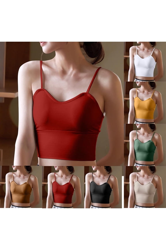 Cotton Camisole Tank Tops with Built in Bra for Women 2025 Workout Undershirts Summer Sports Padded Cami Yoga Tops White,L