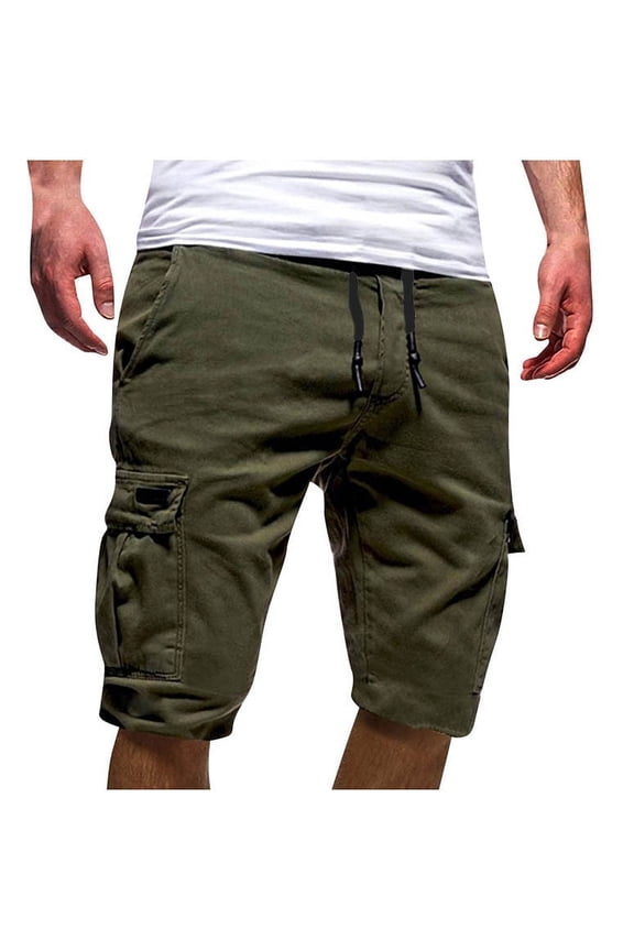 Cotton Cargo Shorts for Men Breathable Hiking Shorts with Multi-Pocket Big and Tall Workout Short Pants Vacation Shorts Men Army Green,XXXL