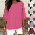 thumbnail image 1 of Fanxing Cotton Linen Shirts for Women Loose Fit Breathable Linen Shirt for Summer Dressy Casual 3/4 Length Sleeve Womens Tops S-5XL, 1 of 5