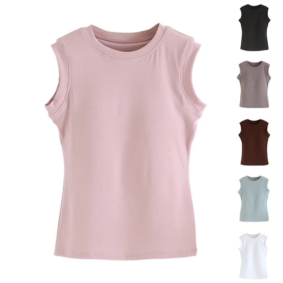 Fanxing Cotton Tank Top for Women with Shelf Bra Wide Strap Camisole Summer Basic Cotton Udershirts Pink,XL