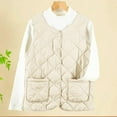 thumbnail image 1 of Fanxing Crop Quilted Vest for Women Plus Size Lightweight Sleeveless Jacket Casual V Neck Button Down Waistcoat with Pocket White 4XL, 1 of 4