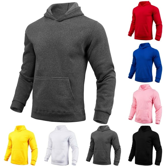 Fanxing Fleece Sweatshirts for Men Mens Hoodies Casual Long Sleeve Pullover Sweatshirt with Kanga Pocket Yellow,S