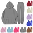 thumbnail image 1 of Fanxing Drawstring Hoodies Sweatsuits for Women Velvet Sweatshirts Casual Long Sleeve Velour Tracksuits Comfort Pullover Jogging Pants Lounge Matching Sets ChristmasBrown,S, 1 of 8
