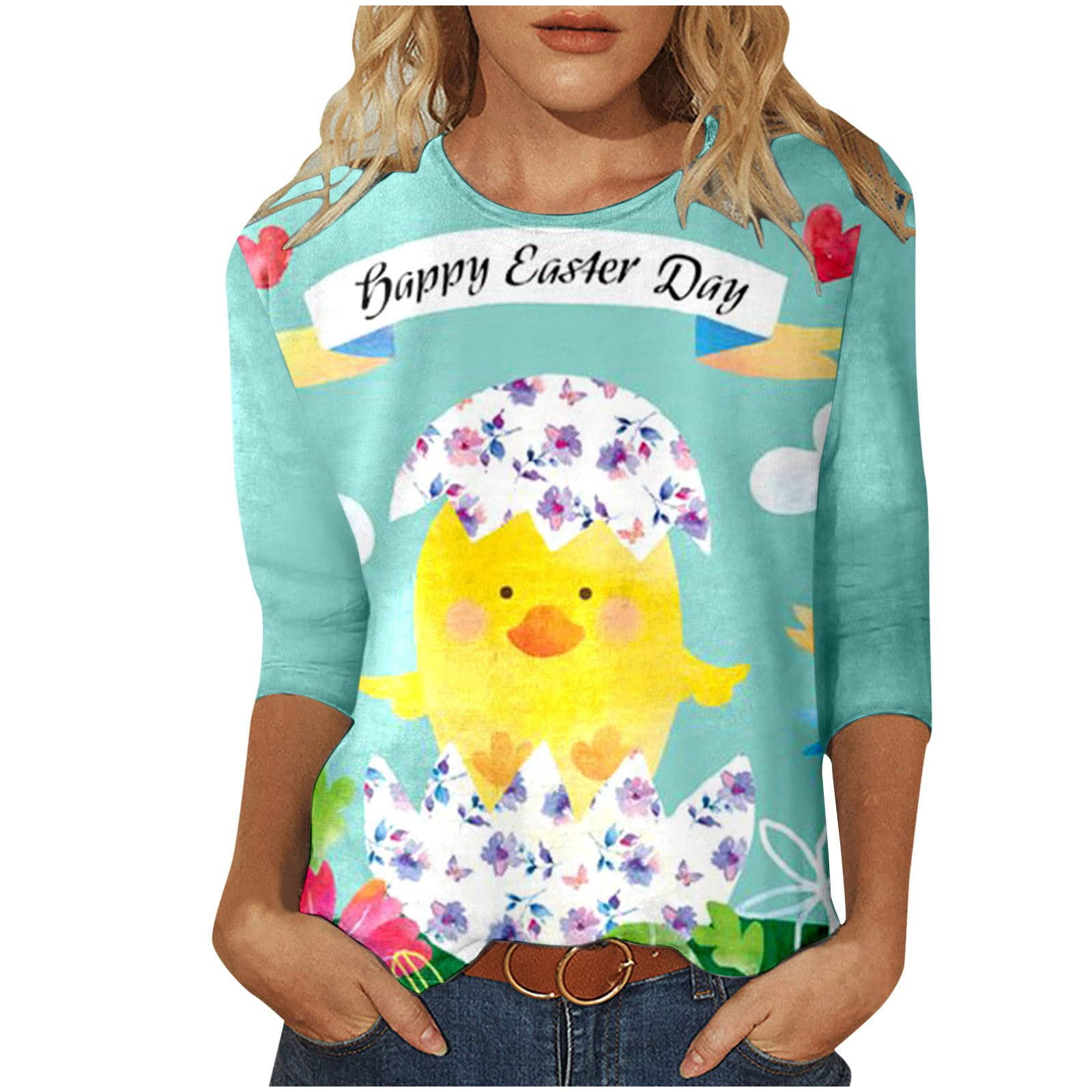 Fanxing Easter Egg Sweatshirts For Women Happy Easter Shirts for Women