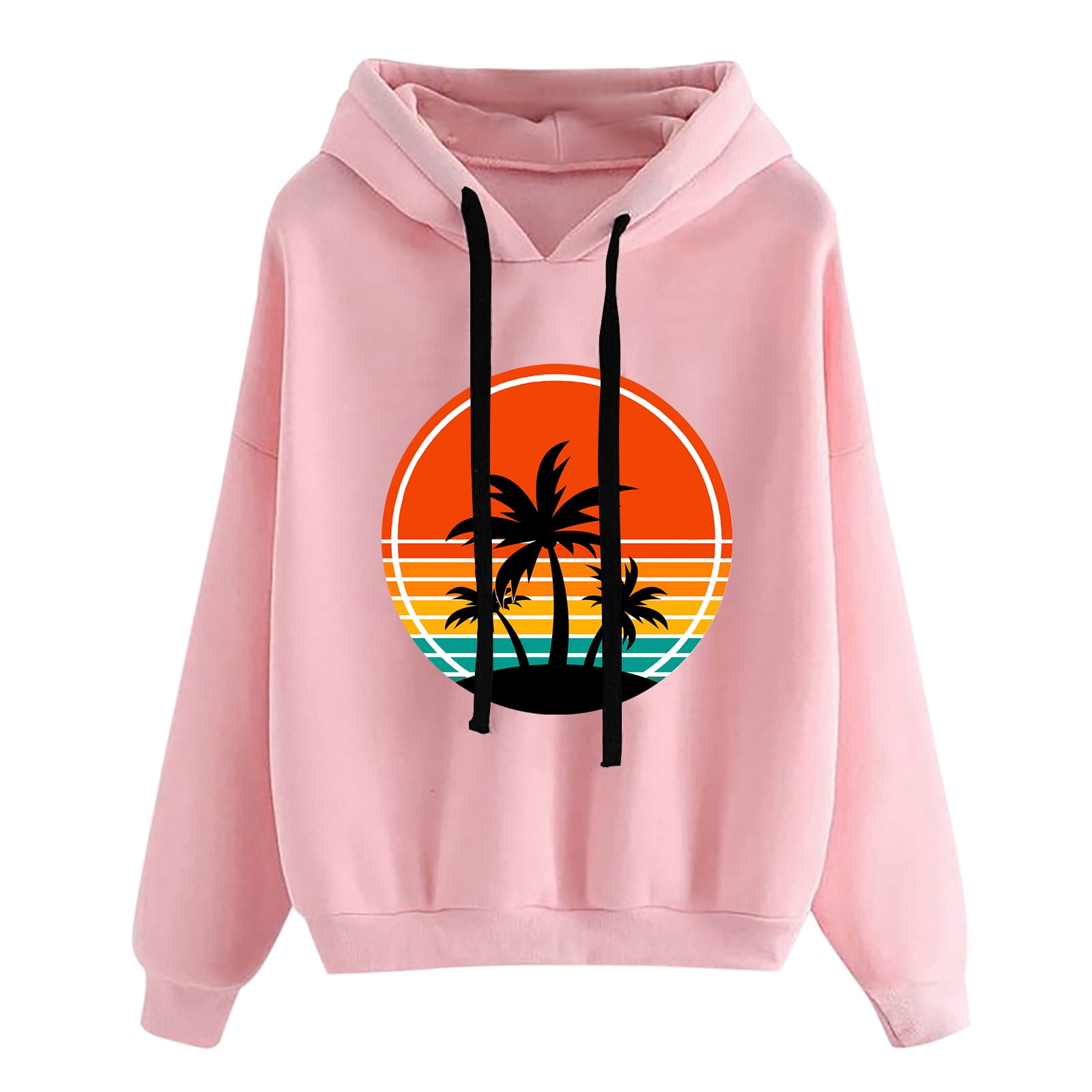 Fanxing Fall Clearance Juniors Palm Tree Graphic Hoodies Fall Casual