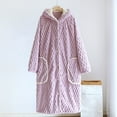 thumbnail image 1 of Fanxing Flannel Thickened Robe Women Cute Fluffy Soft Hooded Bathrobe Winter Warm Sleepwear Nightwears Purple L, 1 of 5