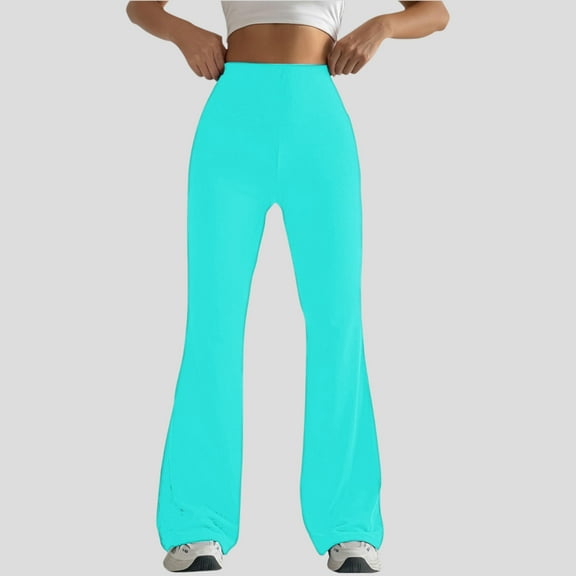 Fanxing Flare Leggings for Women High Waisted Tummy Control Yoga Pants Comfy Workout Tights Bootcut Bottom Mint Green 2XL