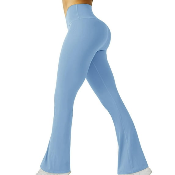 Fanxing Flared Leggings for Women Tummy Control Yoga Pants Solid Bootcut Leggings Slimming Bootleg Yoga Legging Tights Softness Butt Lifting Lounge Pants Walmart 30th Anniversary Blue,M