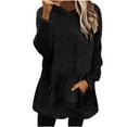 thumbnail image 1 of Fanxing Fleece Hoodies for Women Cute Fuzzy Pullover Sweatshirt Dress Casual Sherpa Fall Winter Tunic Tops with Pocket Black S, 1 of 3