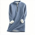 thumbnail image 1 of Fanxing Fleece Lined Sweatshirts for Women Half Zip Thick Sherpa Crewneck Tunic Pullover Casual Solid Fall Winter Thermal Tops Blue M, 1 of 5