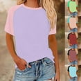 thumbnail image 1 of Fanxing Green Color Block T Shirts for Women M Plus Size Short Sleeve Tees ( Women's Plus S-5XL), 1 of 6