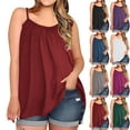 thumbnail image 1 of Fanxing Green Tank Top for Women Curvy XXXL Summer Sleeveless Pleated Plus Size T Shirts Dressy Casual Beach Vacation Clothes Fashion Outfits ( Women's Plus L-5XL), 1 of 8