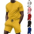 thumbnail image 1 of Fanxing Gym Workout Sets for Men M Stretchy Athletic Outfit Yellow 2 PC Outfits, 1 of 6