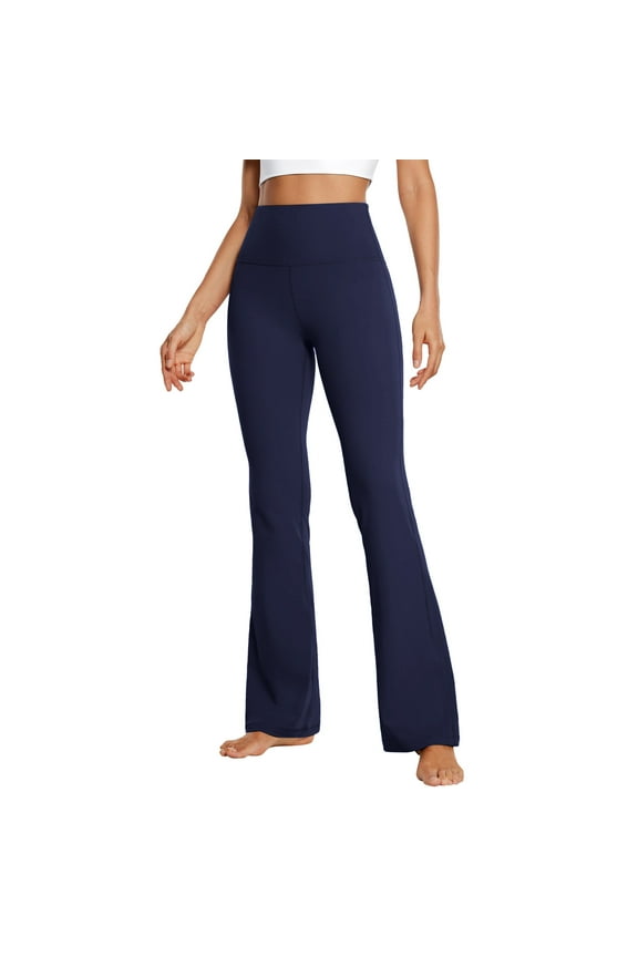 High Waist Mini Flared Leggings for Women Tummy Control Navy,L