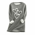 thumbnail image 1 of Fanxing Women's Winter Warm Sherpa Lined Fleece Crewneck Sweatshirt Pullover Loungewear Tunic Tops,Womens Pullover Fuzzy Lounge Wear Solid Top, 1 of 2