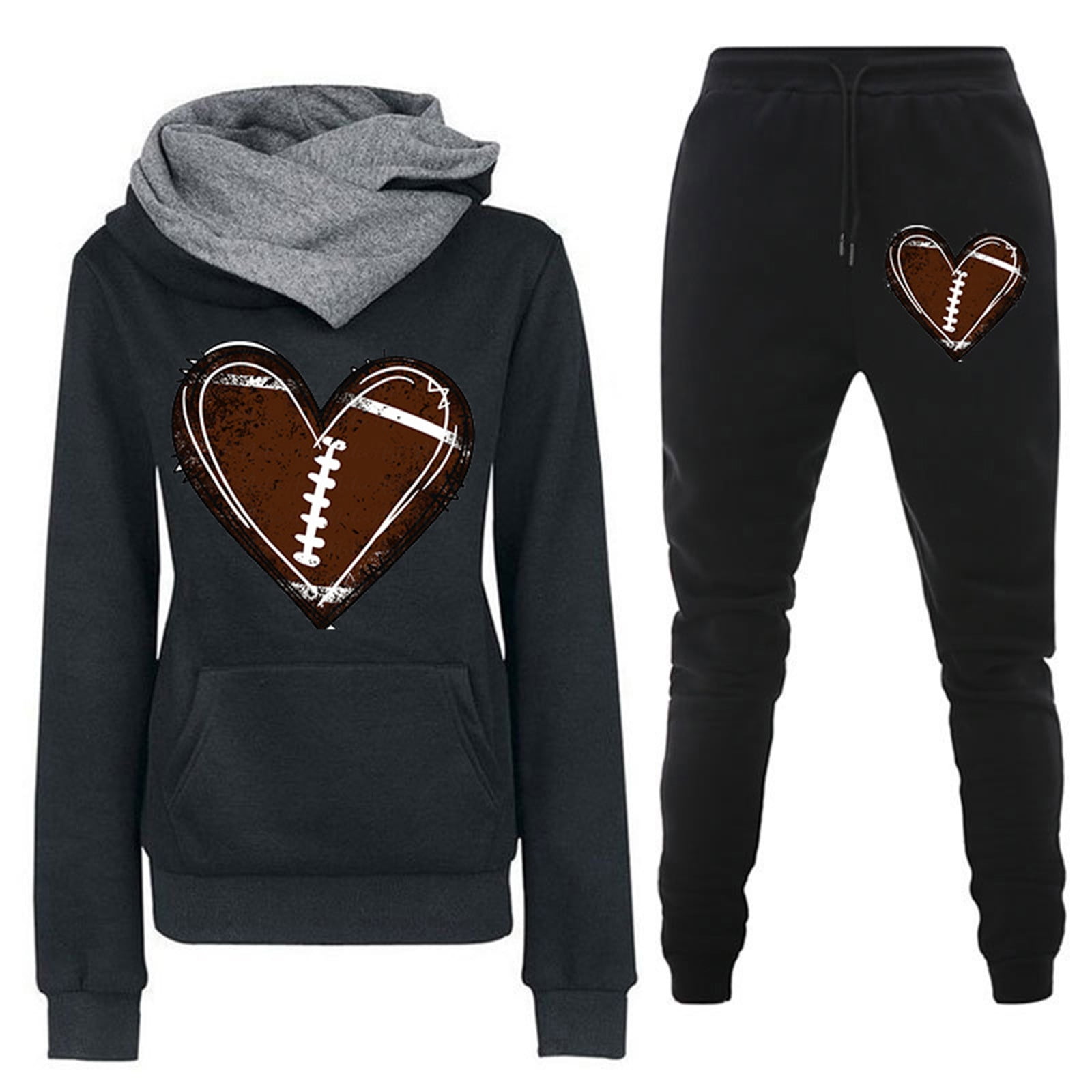 Fanxing Hoodies Track Suits for Women Set Sweatsuits Love Heart 2 Piece