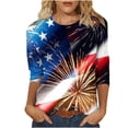thumbnail image 1 of Fanxing Independence Day Tshirts for Women 3/4 Sleeve Bleached T Shirts Vintage Distressed Tops USA Flag Patriotic American Flag Tops End Of Year Clearance Black,XXL, 1 of 5