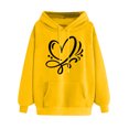 thumbnail image 1 of Fanxing Juniors Casual Heart Fleece Sweatshirt Lightweight Long Sleeve Pullover Hoodies for Teen Girls Cute Love Heart Graphic Hooded Sweatshirts Same Day Delivery Items Prime Yellow,M, 1 of 4