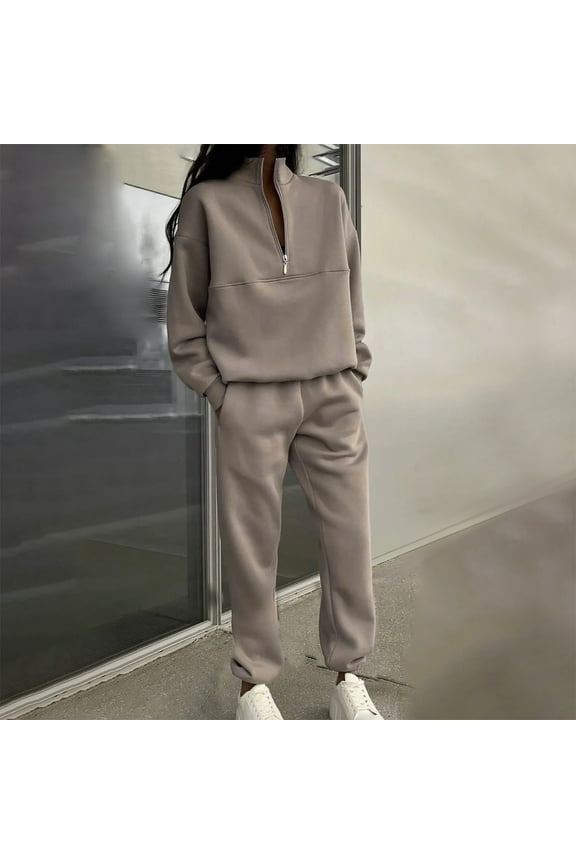 Juniors Fleece Outfits 3 Piece Sets 2025 Fall Zip Up Sweatshirts with Sweatpants Matching Sets Comfort Crewneck Pullover Tops Jogging Sets Mint Green,S