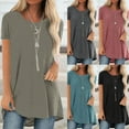 thumbnail image 1 of Fanxing Khaki Women's Summer Tunic Tops Plus Size Tshirts XXL Flowy Casual Dressy Blouses Swing Short Sleeve Shirts ( Women's Plus S-5XL), 1 of 6