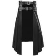thumbnail image 1 of Fanxing Kilt for Men Scottish Traditional Fashion Casual Vintage Pleated Skirts Irish Utility Kilt with Cargo Pockets Black,M, 1 of 8