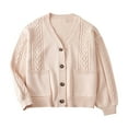 thumbnail image 1 of Fanxing Knit Cardigan for Women Teen Girl Button Down Knit Cropped Uniform Sweater Shrug Tops Khaki M, 1 of 4