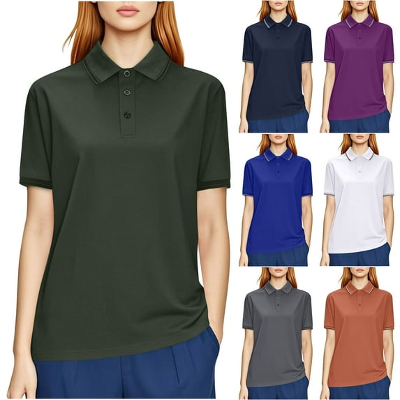 Fanxing L Collared Short Sleeve Athletic Workout Tops Summer Blouses