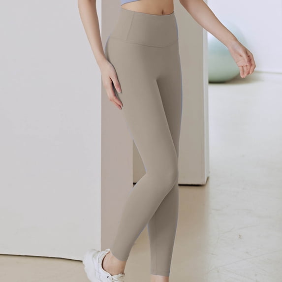 Fanxing Ladies Leggings Leggings for Women Compression Scrunch Butt Lift Leggings for Women Elastic Waist Ladies Leggings Khaki,L