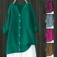 thumbnail image 1 of Fanxing Linen Shirt Women Breathable Linen Shirt for Summer Plus Size Tops Lightweight Buttons V Neck Blouses S-5XL, 1 of 7