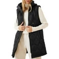 thumbnail image 1 of Fanxing Long Puffer Vest Women Sleeveless Hooded Quilted Jackets Lightweight Winter Warm Zip Up Coat Outerwear Black XL, 1 of 8