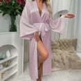 thumbnail image 1 of Fanxing Long Robes for Women Satin Valentines Slik Kimono Bathrobe with Belted Wedding Party Bridesmaids Sleepwear Lounghewear Pink M, 1 of 4