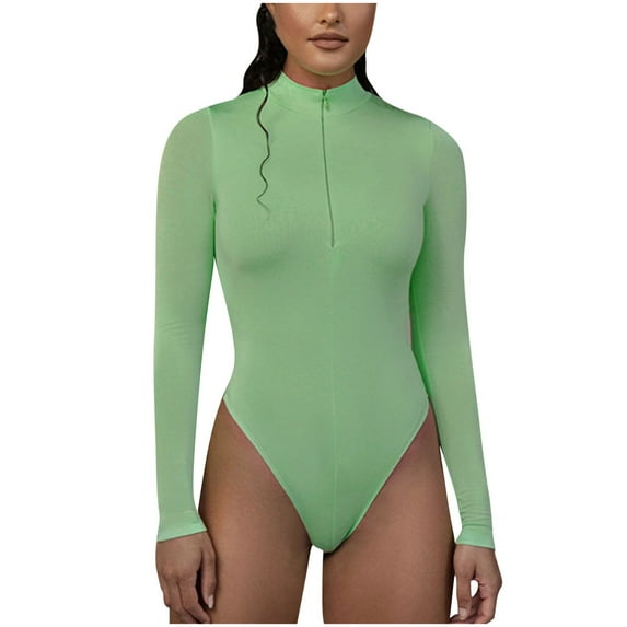 Fanxing Long Sleeve Bodysuit for Women Shapewear Leotards Sexy Black Bodysuit Bodycon Jumpsuits Womens Tops