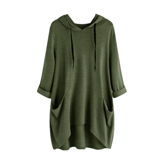 Fanxing Long Sleeve Shirts for Women Plus Size Tunic Pullover Shirts Drawstring Hoodies Oversized Sweatshirt Hoodie Sweater 2025 Fall Clothes Army Green,L