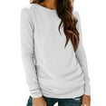 thumbnail image 1 of Fanxing Long Sleeve Shirts for Women Lightweight Crewneck Basic Tee Casual Fall Spring Solid Color Solid Color Tunic Tops White 2XL, 1 of 8