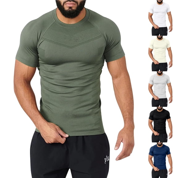 Fanxing Long Torso T Shirts for Men Moisture Wicking Casual Short Sleeve Performance Athletic T-Shirts Green,L