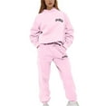 thumbnail image 1 of Fanxing Los Angeles Sweatsuits for Women Young Adult Trendy Fleece Hoodies Sweatshirts with Sweatpants Fall Outfits Lightweight Track Suits for Teen Girls 2 Piece Sets Items Pink,XXL, 1 of 5