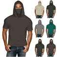 thumbnail image 1 of Fanxing Men Cooling Sun Shirts with Mask Big and Tall Rash Guards Short Sleeve Hoodies Sun Protection Face Cover Gray,XL, 1 of 9