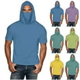thumbnail image 1 of Fanxing Men Cooling Sun Shirts with Mask Big and Tall Rash Guards Short Sleeve Hoodies Sun Protection Face Cover Yellow,XL, 1 of 9