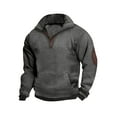 thumbnail image 1 of Fanxing Men Shirts Under $5 Young Men's Aztec Tribal Pullover Men's Western Aztec Pullover 1/4 Zipper Henley Shirts Casual Long Sleeve Sweatshirt Elbow Patches Black Striped Men Shirt, 1 of 5