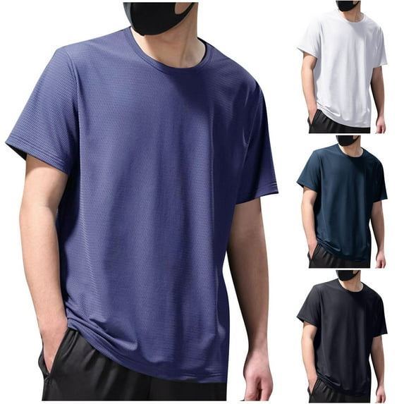 Fanxing Men Tshirts Under $5.00 Black Crewneck Short Sleeve Shirts Summer Tops Basic Pullover Tees XXL