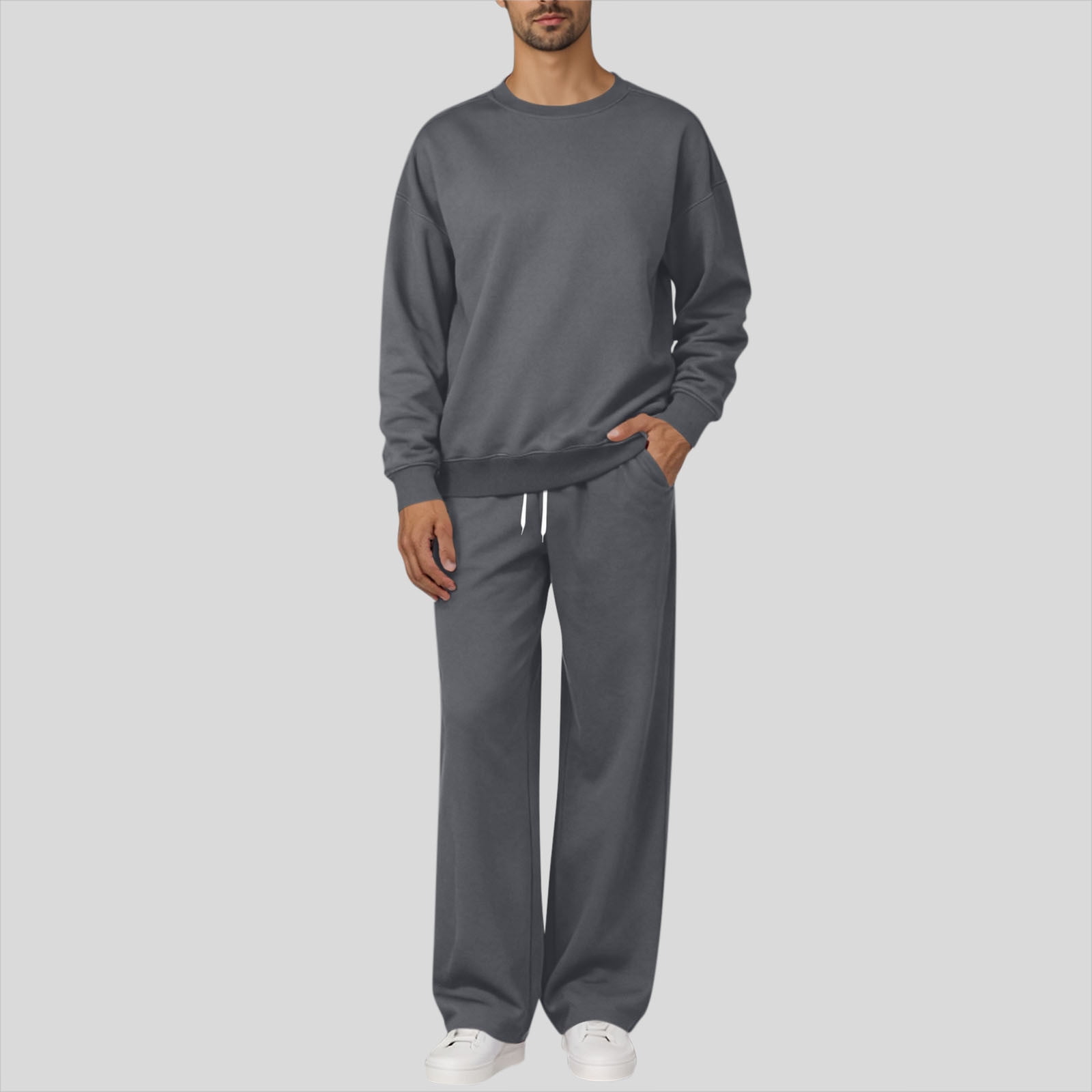 Fanxing Men's 2 Piece Outfits Crew Neck Sweatshirt Tracksuit & Joggers ...