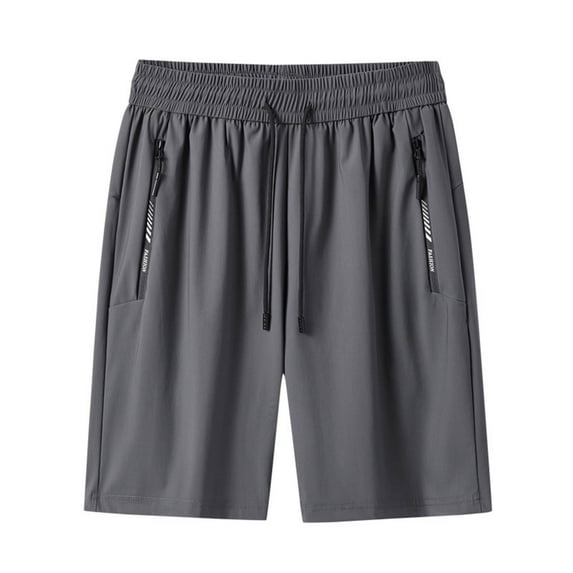Fanxing Men's Athletic Running Shorts Big and Tall Track Shorts with Zip Pocket Quick Dry Workout Shorts Drawstring Waistband Training Short Pants Gray XXXL