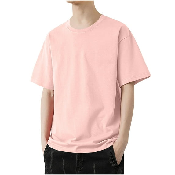 Fanxing Men's Black T Shirt Big And Tall Big and Tall T-Shirts Men's T Shirts Short Sleeve Soft Crew Neck Tee Shirts Casual Summer Basic Tops Pink,XL