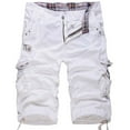 thumbnail image 1 of Fanxing Men's Capri Pants Pockets Cargo Shorts Below Knee Twill Long Shorts Work Short with Multi-Pockets Men Shorts 5 Inch Inseam White,S, 1 of 2
