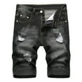 thumbnail image 1 of Fanxing Men's Casual Denim Shorts (No Belt) Petite Ripped Denim Shorts & Jeans Fashion Ripped Short Jean Denim Shorts with Hole Men Shorts 5 Inch Inseam Black,XXL, 1 of 8