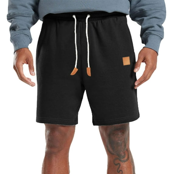 Fanxing Men's Cotton Blend Shorts Elastic Waist Drawstring Shorts Summer Beach Shorts Casual Shorts with Multi Pockets Men Shorts Casual 5 Inch Black,XXL