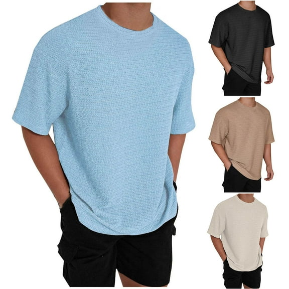 Fanxing Men's Extra Long Slim Fit T-Shirt Soft Blend Comfortable Everyday Wear Tall Sizes Available Light Blue,XL