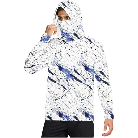 Fanxing Men's Hoodies with Mask Lightweight Graphic Sweatshirts Breathable Summer Sun Shirts White,M